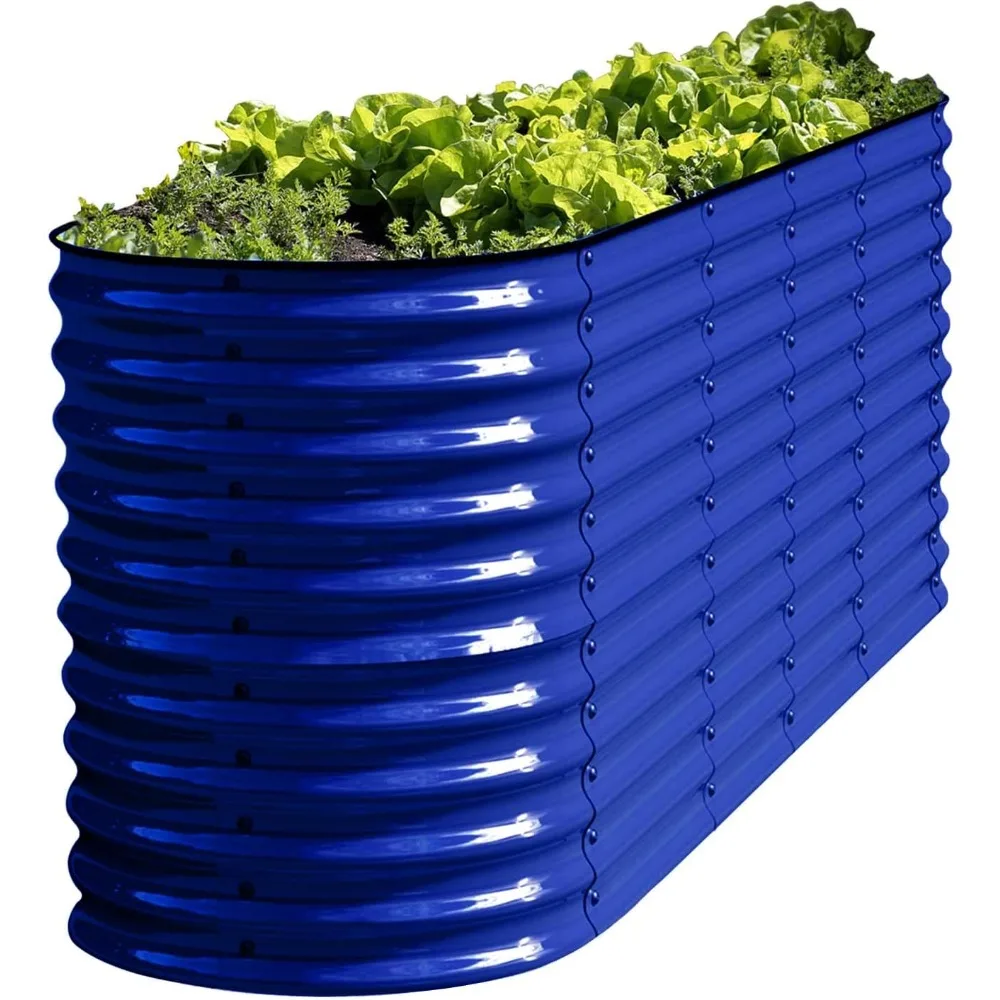 

Olle 32-Inch Tall Cobalt Blue Metal Raised Garden Beds for Outdoor Vegetables - 12-In-1 Plant Box Set
