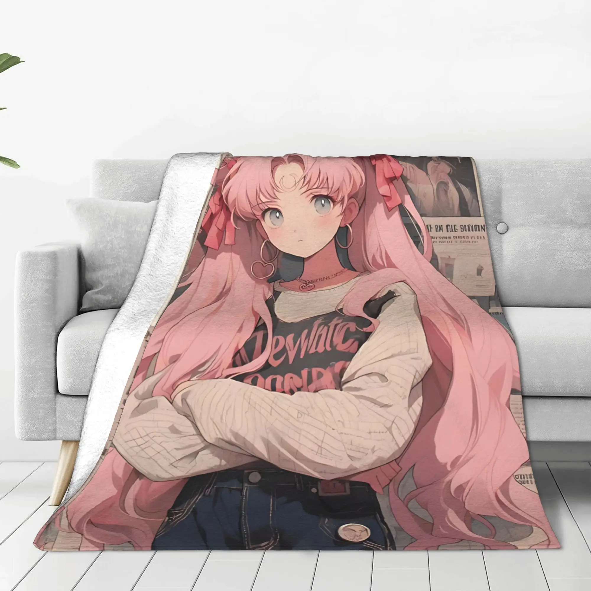1PC home Cutecore Sailor Moon  Blanket Super Cosy Plush Home Living Room Sofa halloween