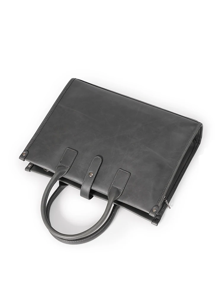 Casual Business Men's Bag New Style Retro Single Shoulder Handbag Youth Carrier Soft PU Leather Zipper Closure 14 Inch Laptop...