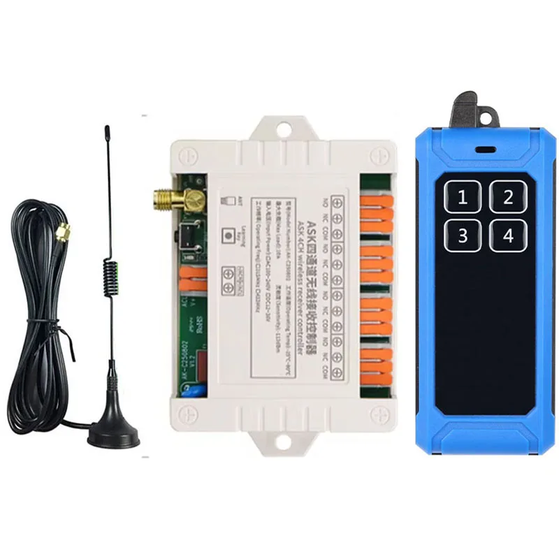 

2000m DC12V 24V 36V 4CH 10A Relay RF Wireless Remote Control Switch Receiver Transmitter Suction Antenna For LED Light or Motor