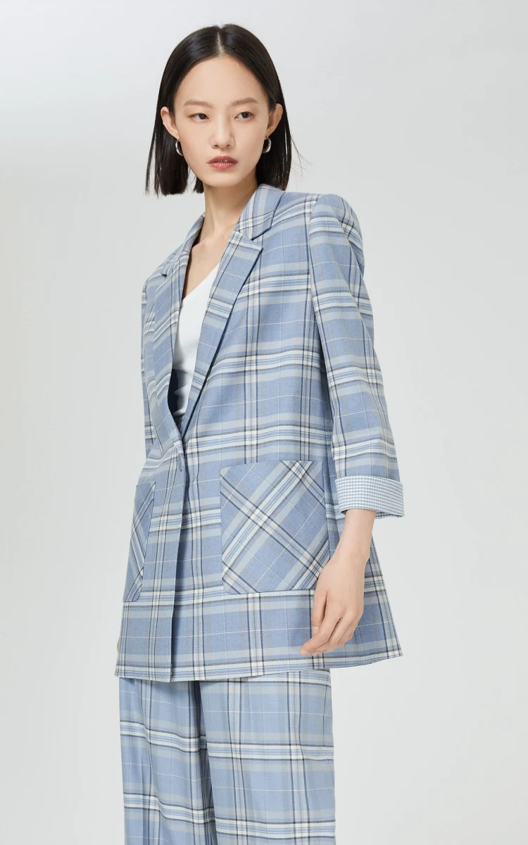 Allingentle Plaid Pants Suit Women's 2 Piece Set Fashion Wide Pantsuit Set for Lady Office Casual Outfits Customize