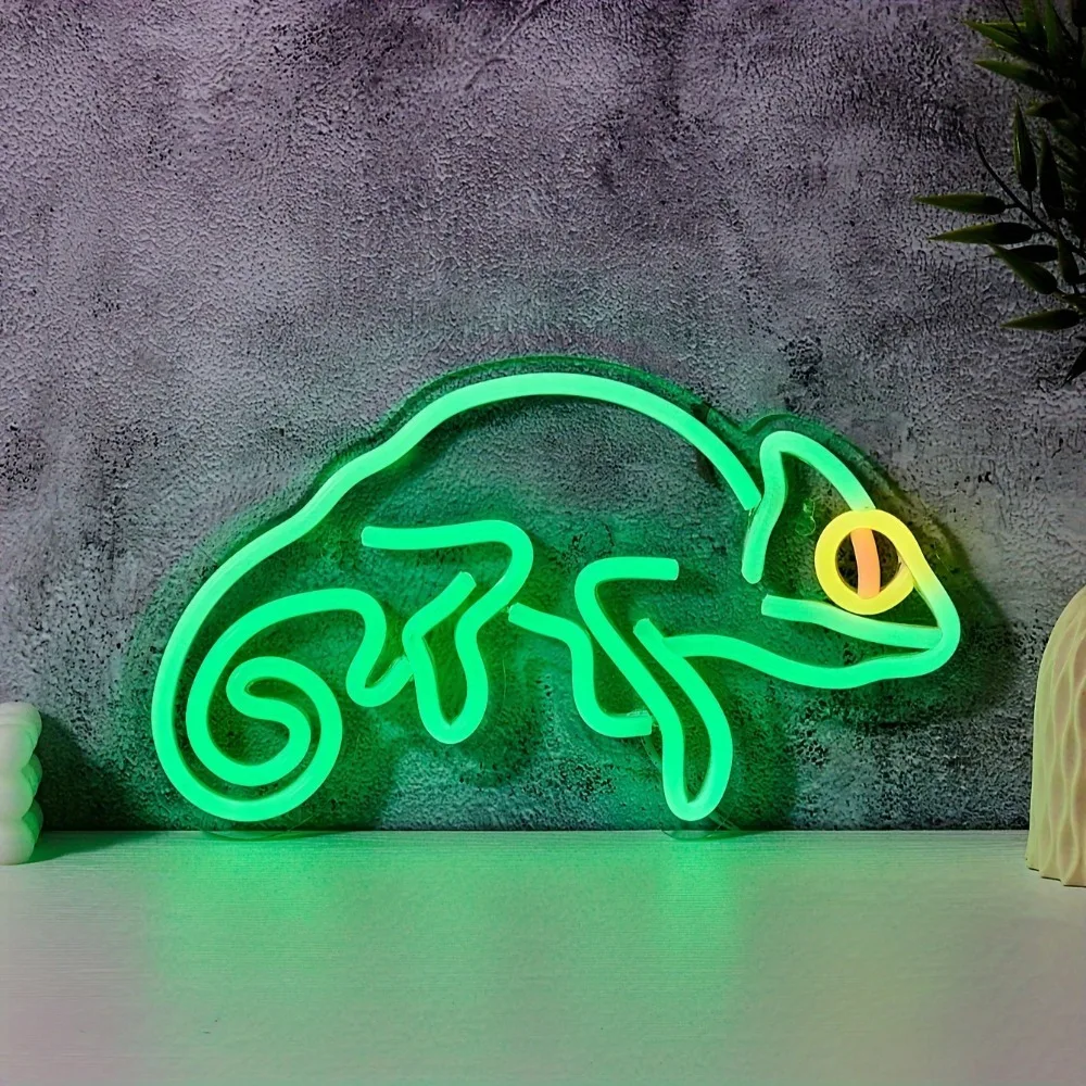 

Green Chameleon LED Neon Light Fixture for Bedroom Room Bar Hotel Forest Party Indoor/Outdoor Decoration 5V USB Power Supply