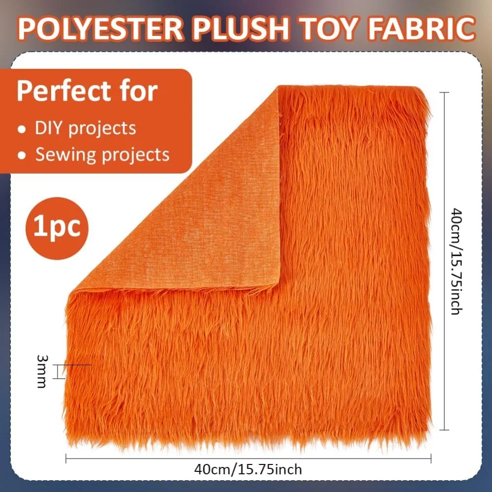 15.75x15.75 Inch Faux Fur Fabric Orange Fur Fabric Fur Ribbon Faux Mohair Fabric Fur Cloth for Cosplay Craft DIY Costumes
