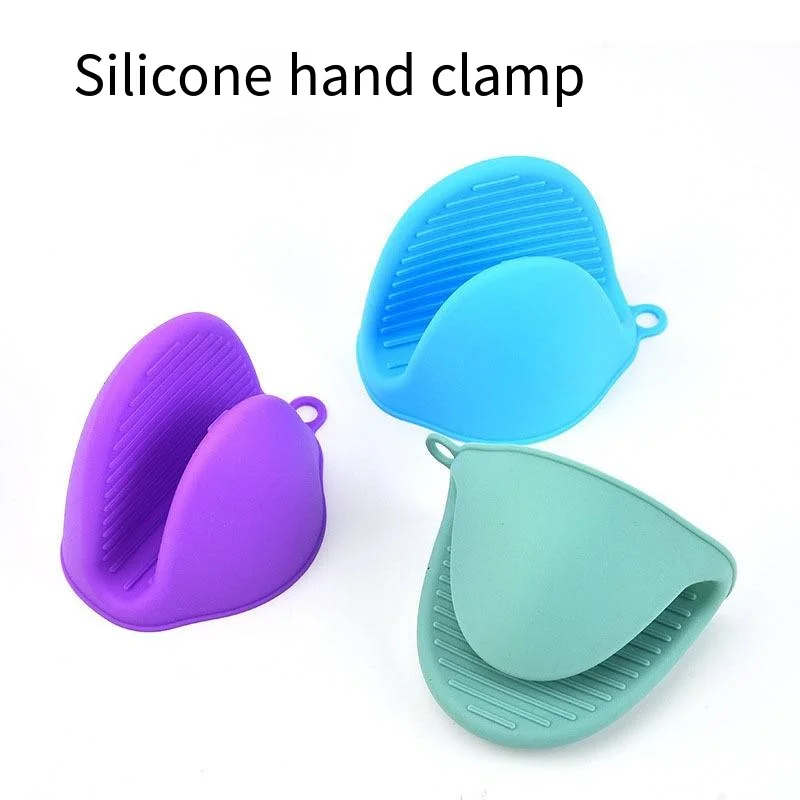 2Pcs Silicone Heat Resistant Gloves Clips Insulation Non Stick Anti-slip Pot Bowel Holder Clip Cooking Baking Oven Mitts