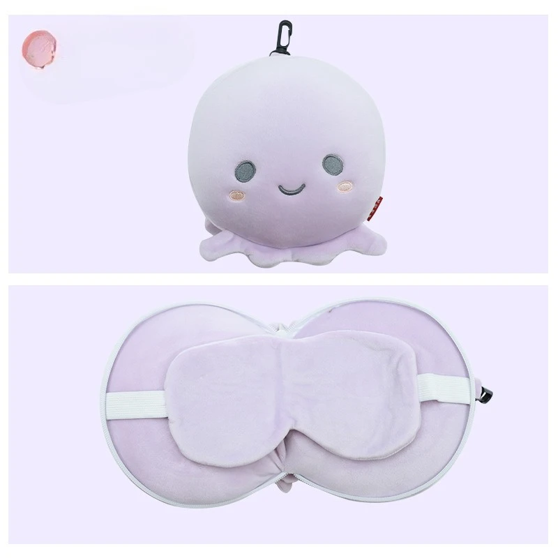 Cute Animal 2 in 1 Travel Pillow with Eye Mask Soft Portable for Kids Airplane Nap