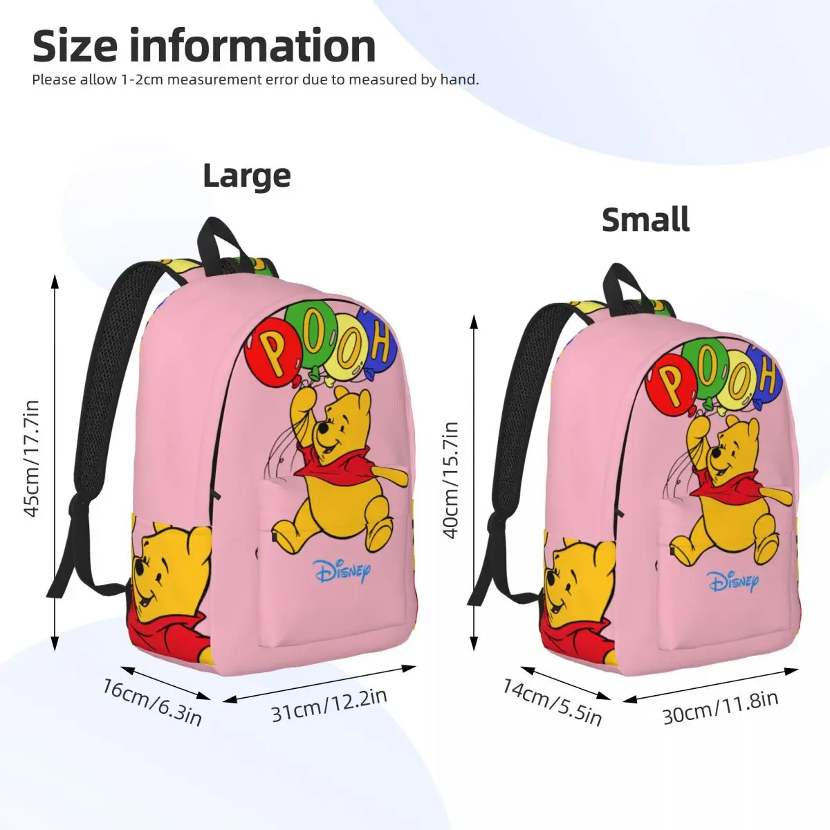 Disney Winnie The Pooh Bookbag para homens e mulheres, presente de volta à escola, Colorir Bookbag, Strurdy Schoolbag, alta qualidade, Clipe Parte