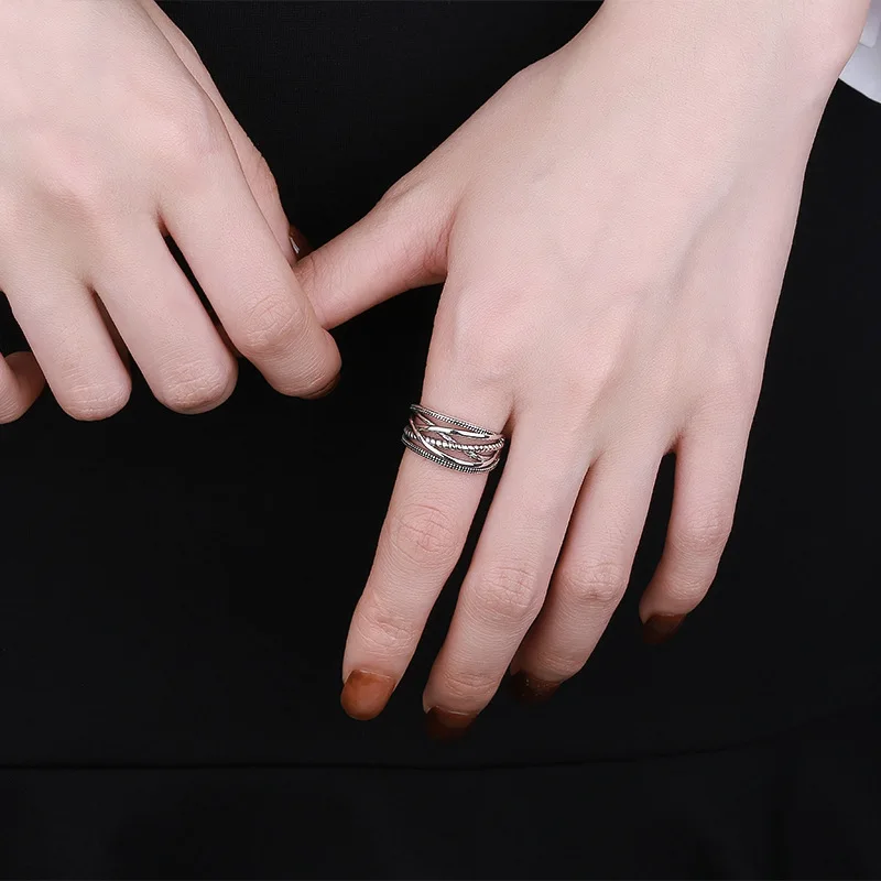 Trendy Adjustable Open Ring Featuring Cross-Woven Texture with Zodiac Animal Motif Crafted from Electroplated Copper and Zircon