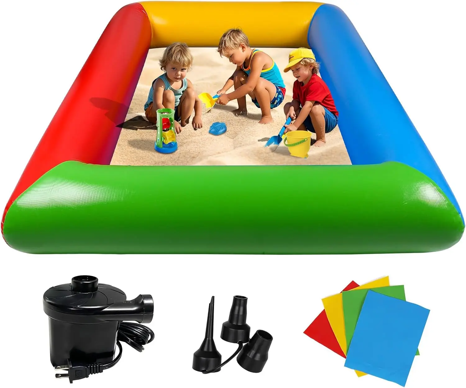 

Inflatable Sandbox, Kids Thickened Foldable Large Sand Box with Pump for Party Backyard Garden Lawn Play Sand Pit Outdoor Indoor