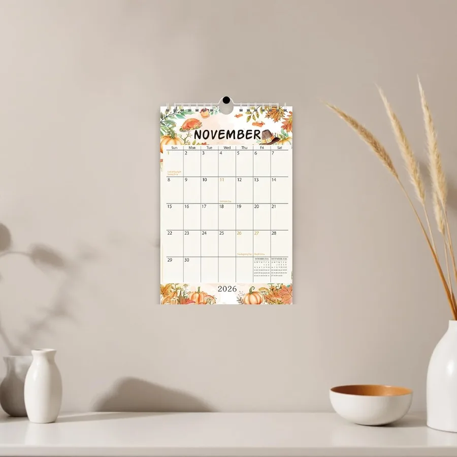 Маленький настенный календарь на 2026202718 месяцев Мини-настольный настенный календарь работает с января 2026 до июня. 2027 Вертикальная ежемесячная заметка размером 6 x 9 дюймов