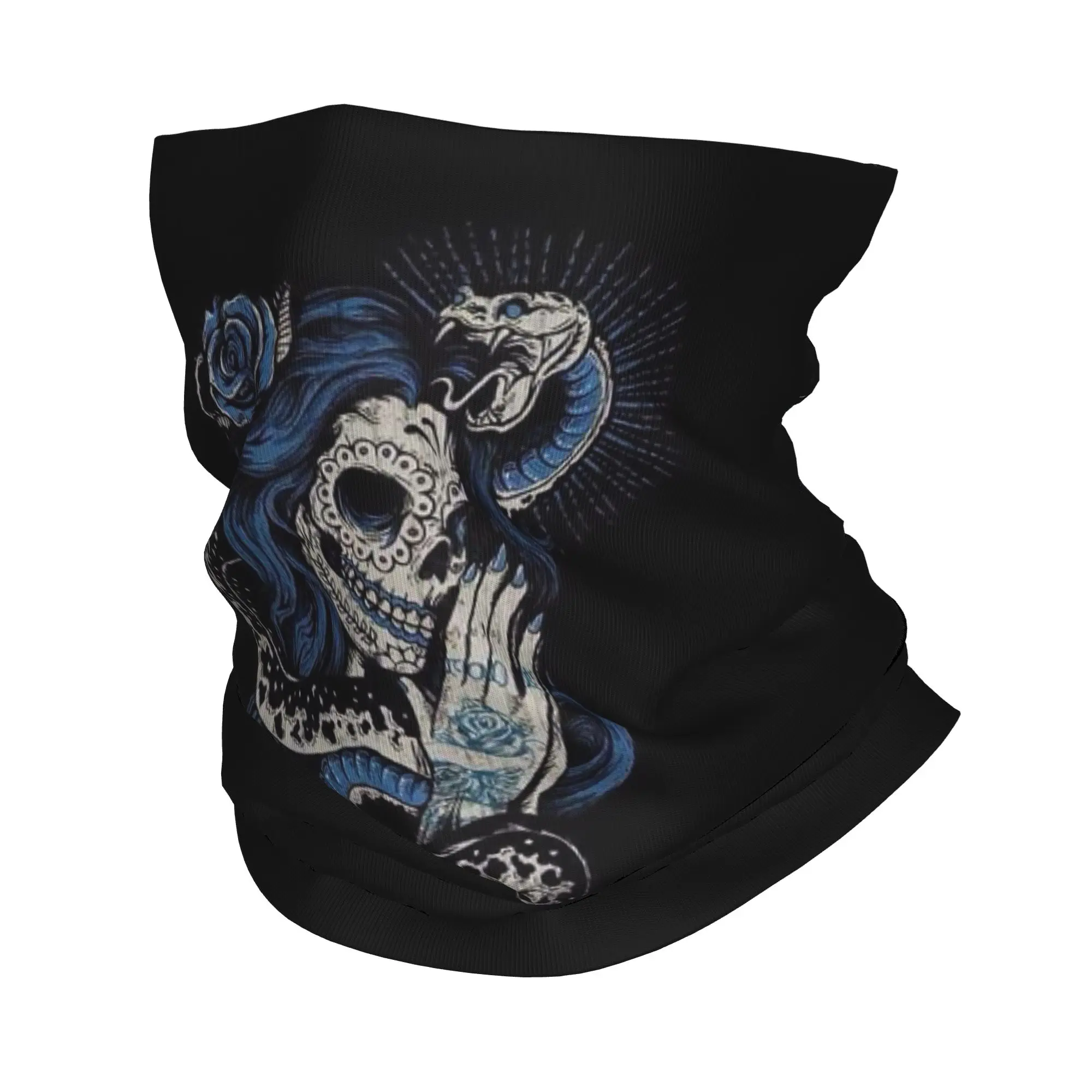 Skull Snake and Roses Printed  Bandana Neck Cover Printed Magic Scarf Warm Headwear Outdoor Sports Unisex Adult