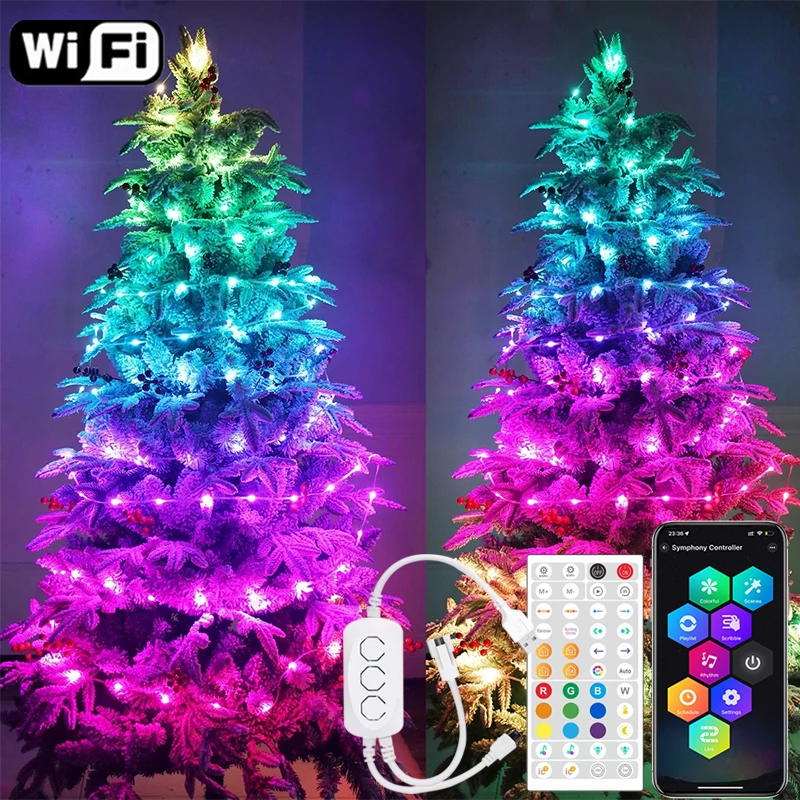 

Bluetooth Wifi Fairy Lights USB RGBIC LED String Fairy Lights Dream Color Party Christmas Lights Wedding Decoration Garland