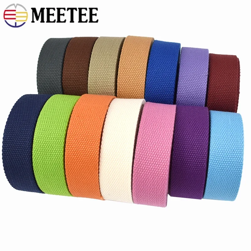 8Meters Meetee 38mm Canvas Webbings Ribbon 2mm Thick Polyester Cotton Webbing Strap Belt DIY Bag Garment Sewing Accessories