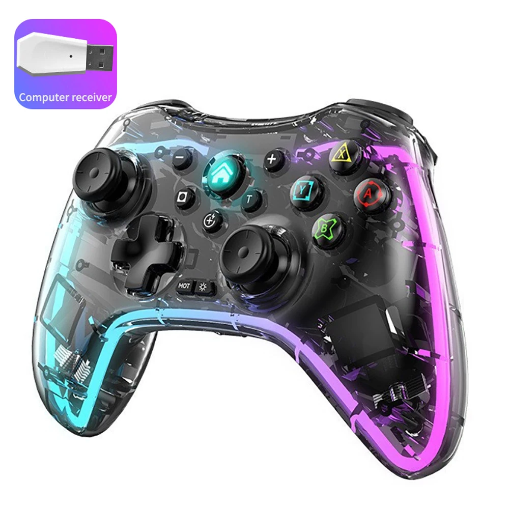 Transparent Gamepad Wireless RGB Pro Controller For Nintendo Switch/PC/PS4/Slim 360°3D Joystick Six-axis Gyro With Programming