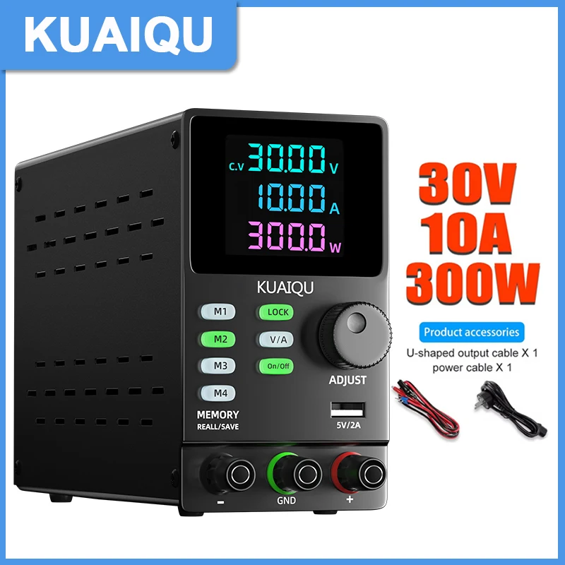 

Лабораторный источник питания постоянного тока KUAIQU 300В 1А 300Вт, регулируемый по напряжению (30В, 60В, 120В, 200В), с функцией памяти M1/M2/M3/M4, импульсный источник питания