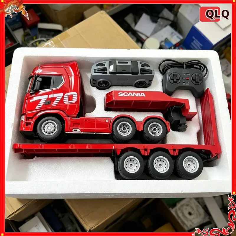 Huina Rc Truck 1/24 770S 4Wd Alloy Tractor 19Ch 2.4G Engineering Trailer With Light Sound Collectible Model Gift