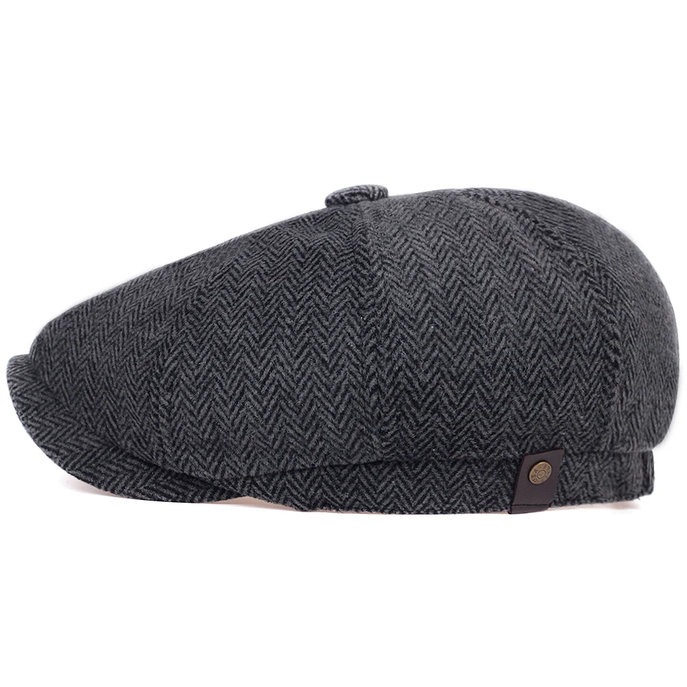 Men Women Wool Newsboy Caps Herringbone Flat Caps Coffee British Gatsby Caps Autumn Winter Warm Woolen Hats Gorras