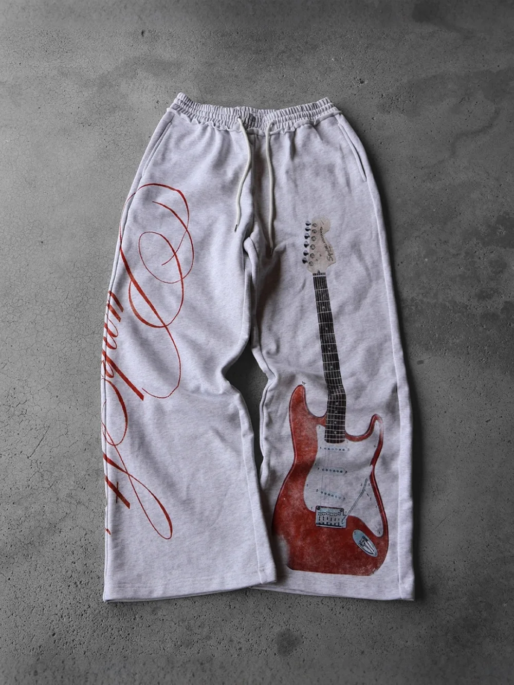 

Новые модные повседневные брюки 2026 года в стиле Y2K с принтом рок-гитары, свободного прямого кроя, в европейском и американском стиле, трендовые, дизайнерские