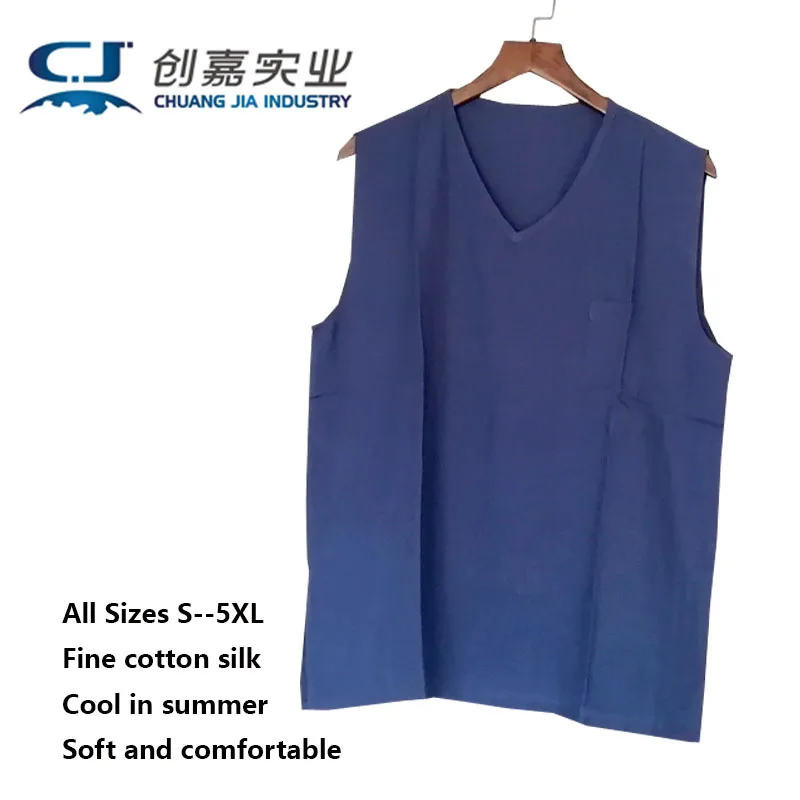 

Cotton Silk Summer Men's V-neck Vest Solid Color Home Clothes Pajamas Large Size Fat Clothes Cool Breathable Shirt Good Quality