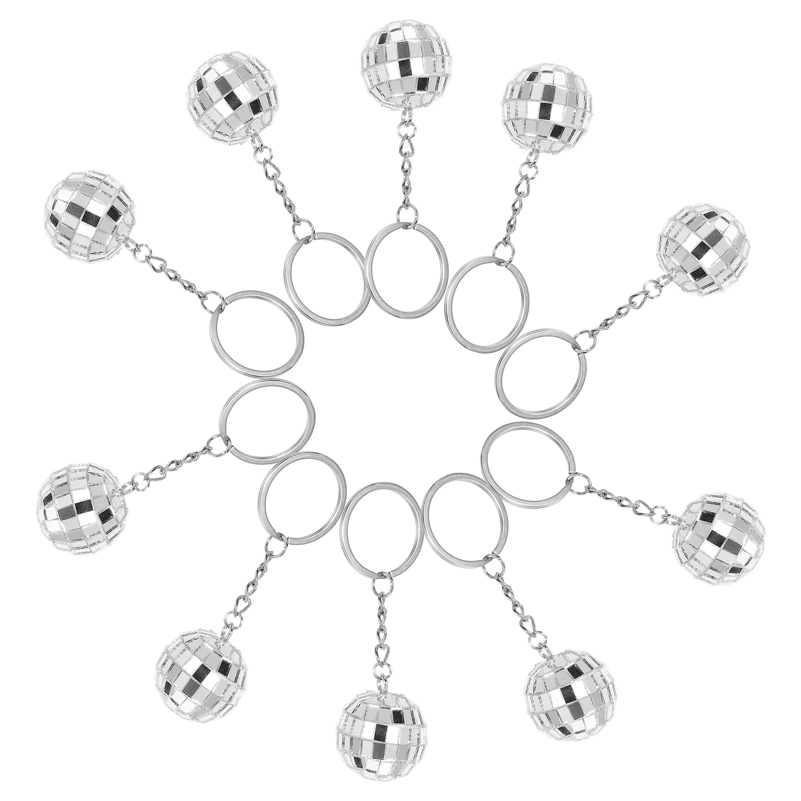 

10pcs Mirror Disco Ball Keychain Charm 70S Style Keychain Pendant For Keys Bags Backpacks Hanging Decor Compact Portable
