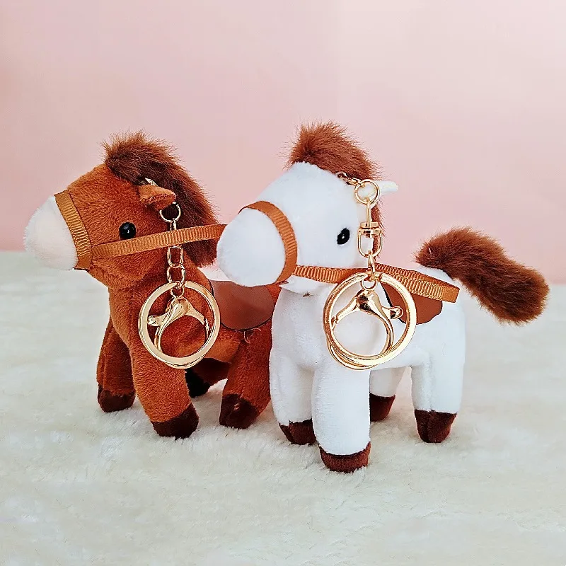 

Cute Horse Mini Pendant Keychian Plush Toy Kawaii Lifelike Animal Simulation Stuffed Doll Bag Decor Friend Kid Birthday Gift
