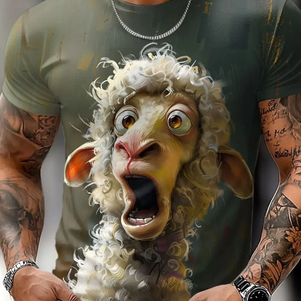 Men's Animal Funny T Shirt Short Sleeve T shirt 3D Print O-Neck Shirt Exaggerated Designer Party Summer Casual Clothing Apparel