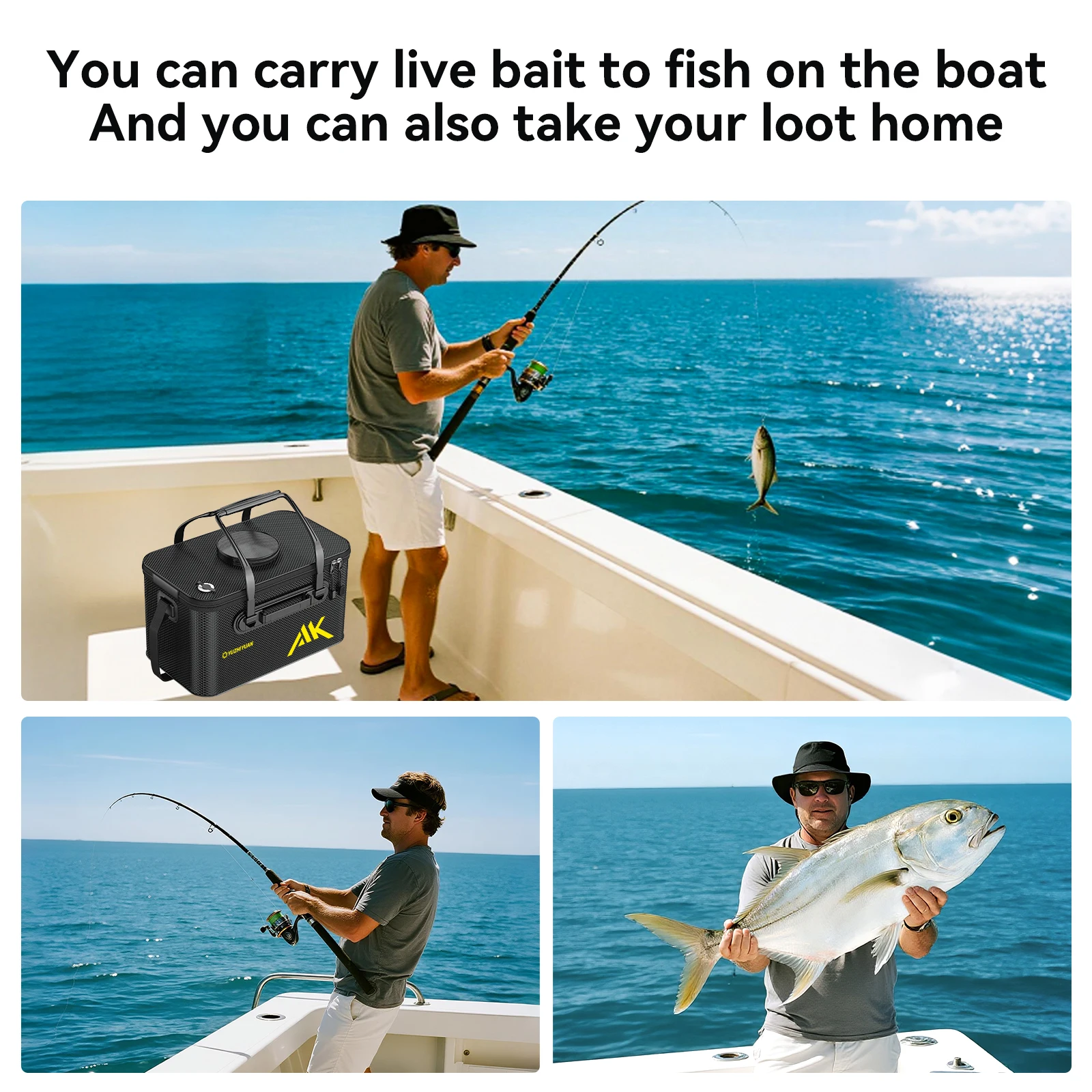 Eve Köderbox mit Belüftungspumpe Combo Wasserdichte EVA Angelbox Tragbare Tackle-Tasche für Lebende Fische – Detail 8