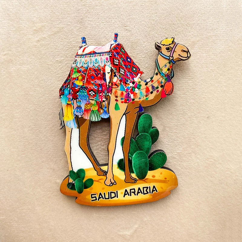 

Saudi Arabia Tourist Souvenirs Cultural and Creative Camel Magnetic Refrigerator Stickers 3d Wooden Souvenir Dec
