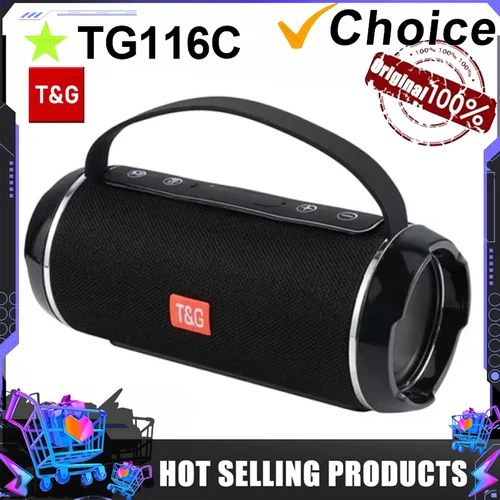 Altavoces Bluetooth T & G TG116C, potentes altavoces portátiles inalámbricos, caja de altavoz para exteriores, Subwoofer, centro de música, Boom Box con Radio