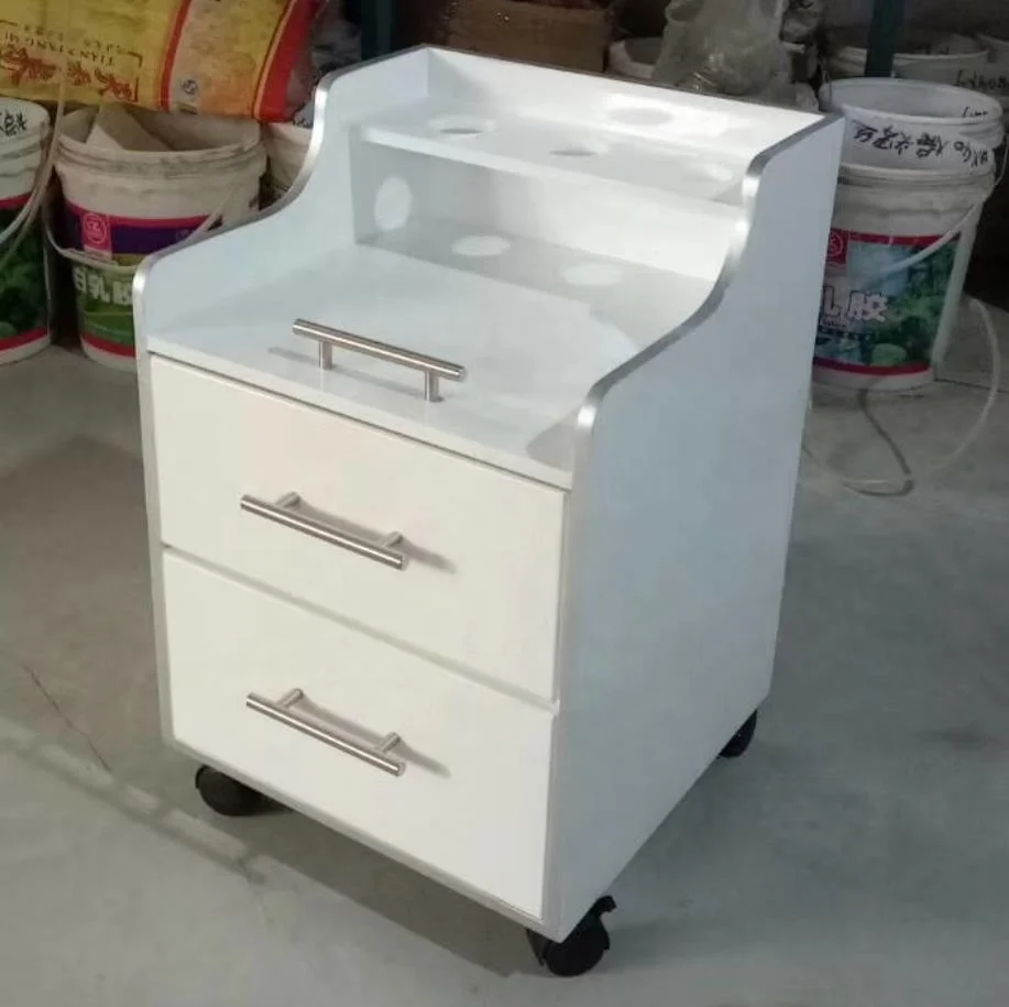 2019 Latest 5 Years Warranty 2018 Classic European Style Gloss White&Silver Hair Styling Stations Salon Trolley Pedicure Trolley