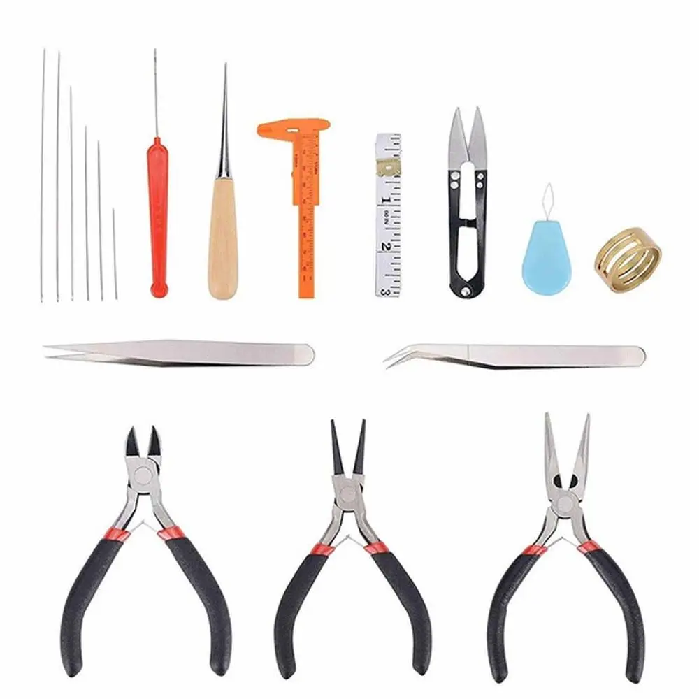 19Pcs 1 Set Casting DIY Black Bag Accessories Jewelry Making Kit Pliers Supplies Jewelry Repair Tools Set Jewelry Findings