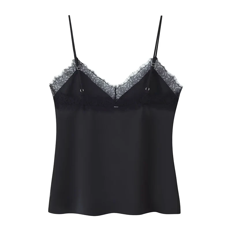 レディース 2025 新作トップス ファッション スリム Vネック レース サスペンダー レディース キャミソールトップス シック ストリート ジョーカー 秋 旅行 キャミソールトップス