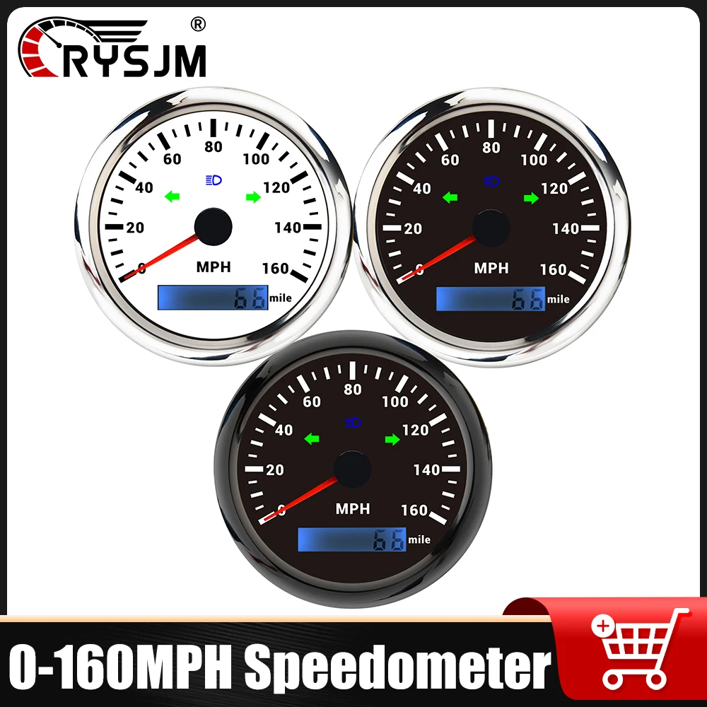 

85MM 12V24V 7 Color Backlight Car GPS Speedometer 0-160 MPH with GPS Antenna For Yacht Marine Boat Waterproof Car Accessories