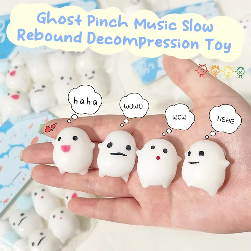 Squishy Toy 1/8Pcs Little Ghost Mochi Soft Rubber Toy Specter che pizzica il regalo di rilascio dello Stress del giocattolo di decompressione a rimbalzo lento