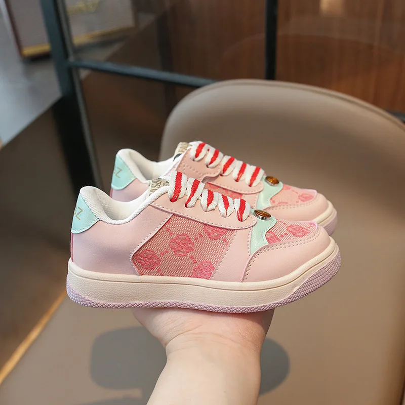Splicing Child Print Sneakers Shoes Kids Girl's Hook Loop Casual Shoe 2026 Spring NEW Children's Trainers for 23-36