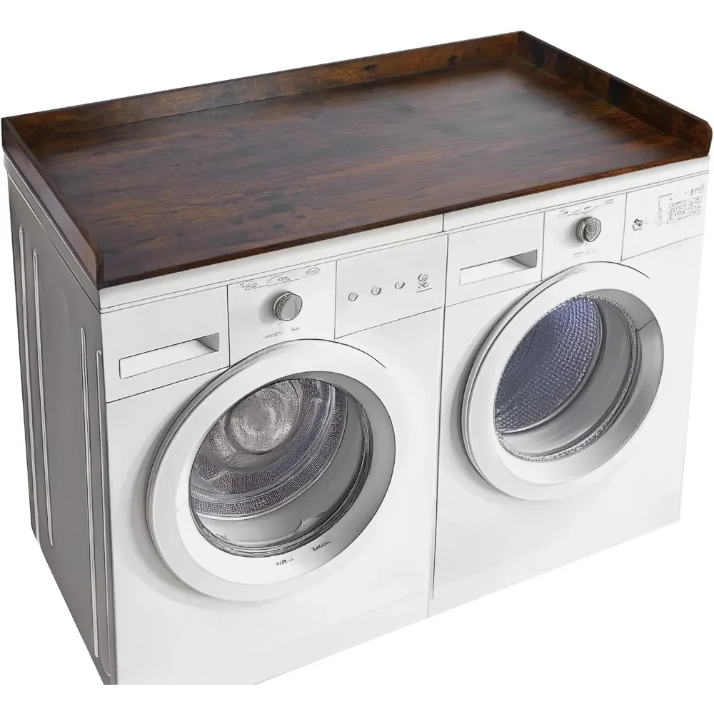 

Washer Dryer Countertop For Laundry Room Organization,Laundry Topper For Washer And Dryer With Edge, 27.5"W x 54"D,Brown(Wooden)