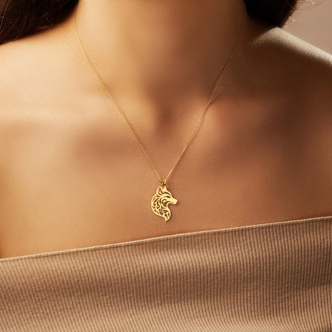 الذئب قلادة القلائد للنساء الرجال زوجين الفولاذ المقاوم للصدأ فريد مجوهرات بأشكال حيوانات المختنق مجوهرات هدايا عيد الميلاد 2025