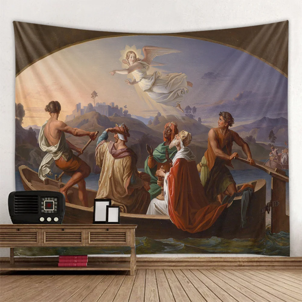 

Wall decoration fabric tapestry, retro oil painting, decorative tapestry, aesthetic art, fabric room decoration, home decoration