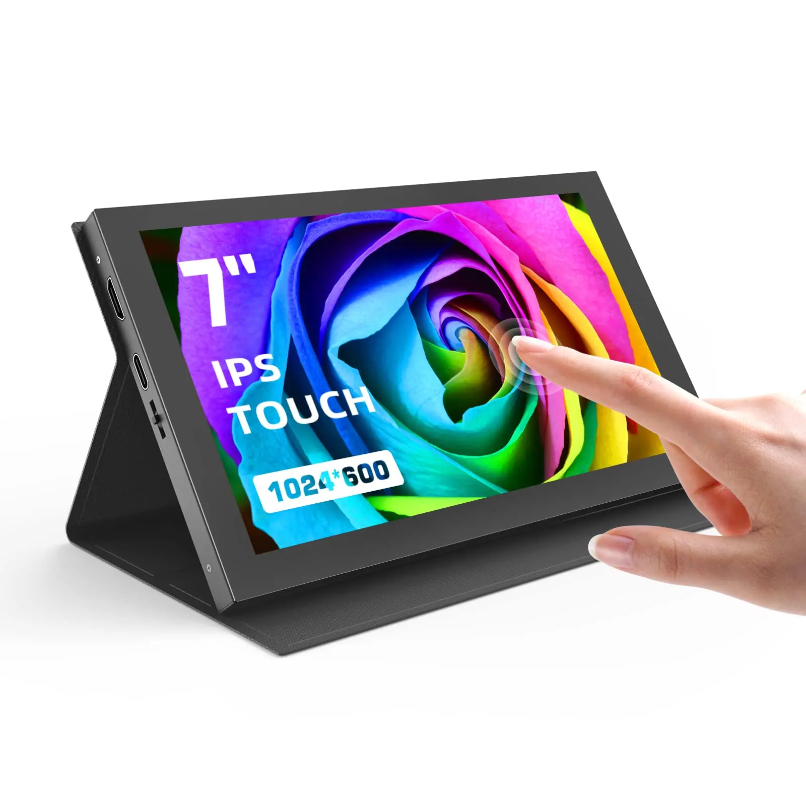 Eyoyo 7-inch Portable Touchscreen Monitor 1024x600 HD 5-point Capacitive Touch Screen Dual-speaker HDMI&USB-C Port IPS Display for Raspberry Pi 4/4B/3B/3B+,Laptop,Xbox. Supports Windows 7/8/10/11