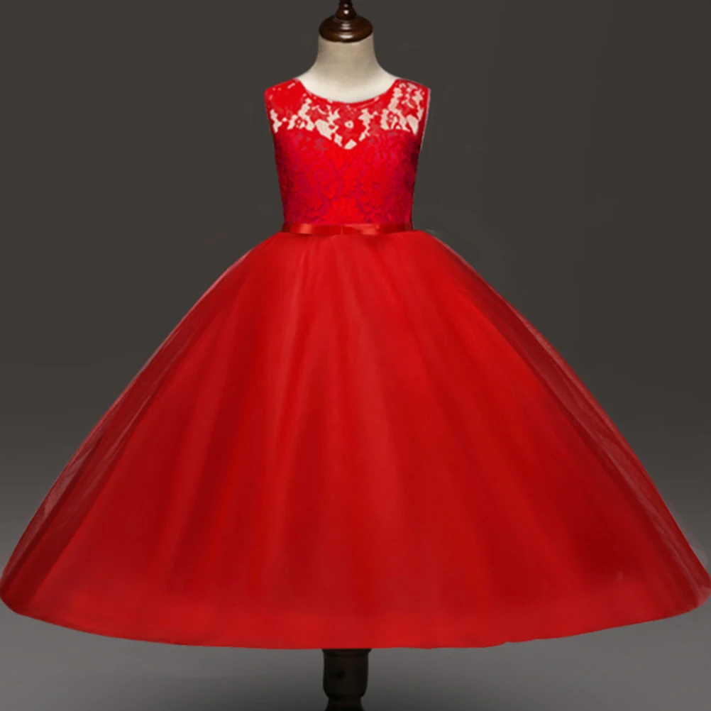

Children Wedding Dress Girls Premium Material Eye-catching Sleeveless Tulle Dresses for Kids Fashion Forward Adorable Designs