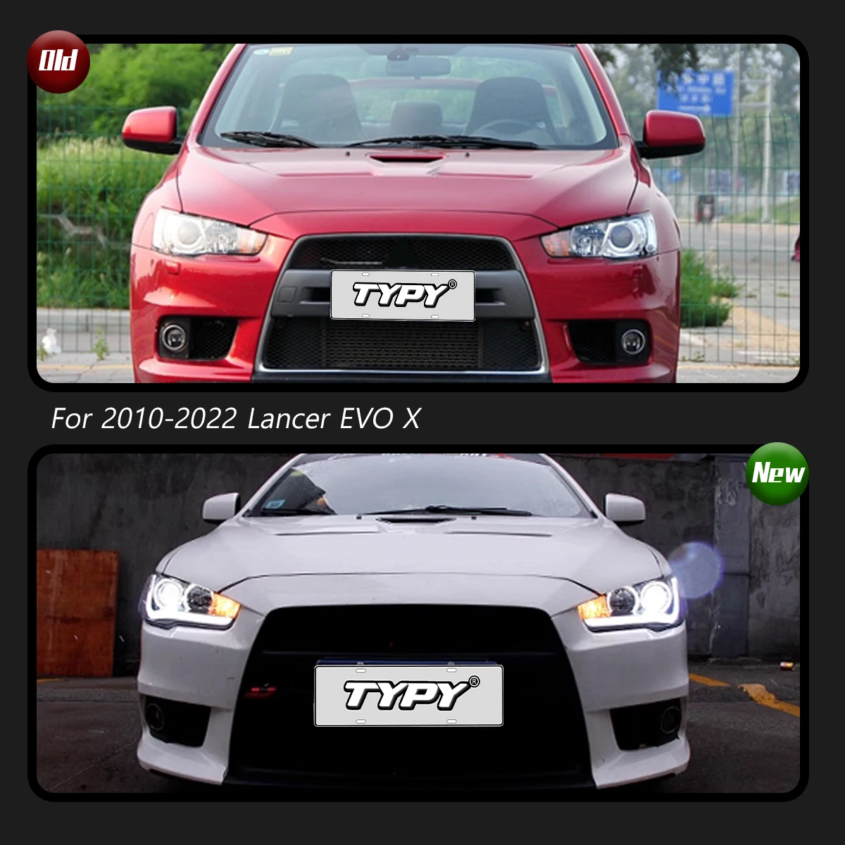 Car Light LED Headlights For Mitsubishi Lancer EVO X 2010-2022, with Dynamic Turn Signal, Demon Eye, Day Lights