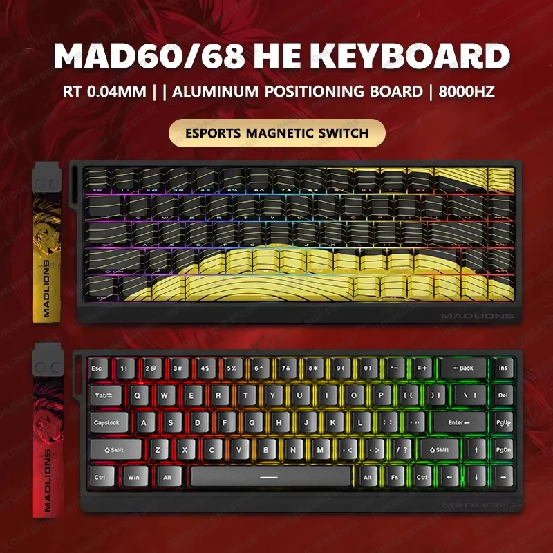 MADLIONS Mad 60he Mad60HE Mad 68HE Mechanical Keyboard Magnetic Switch Wired Hot Swap 8K Polling Rate Customized Gaming keyboard