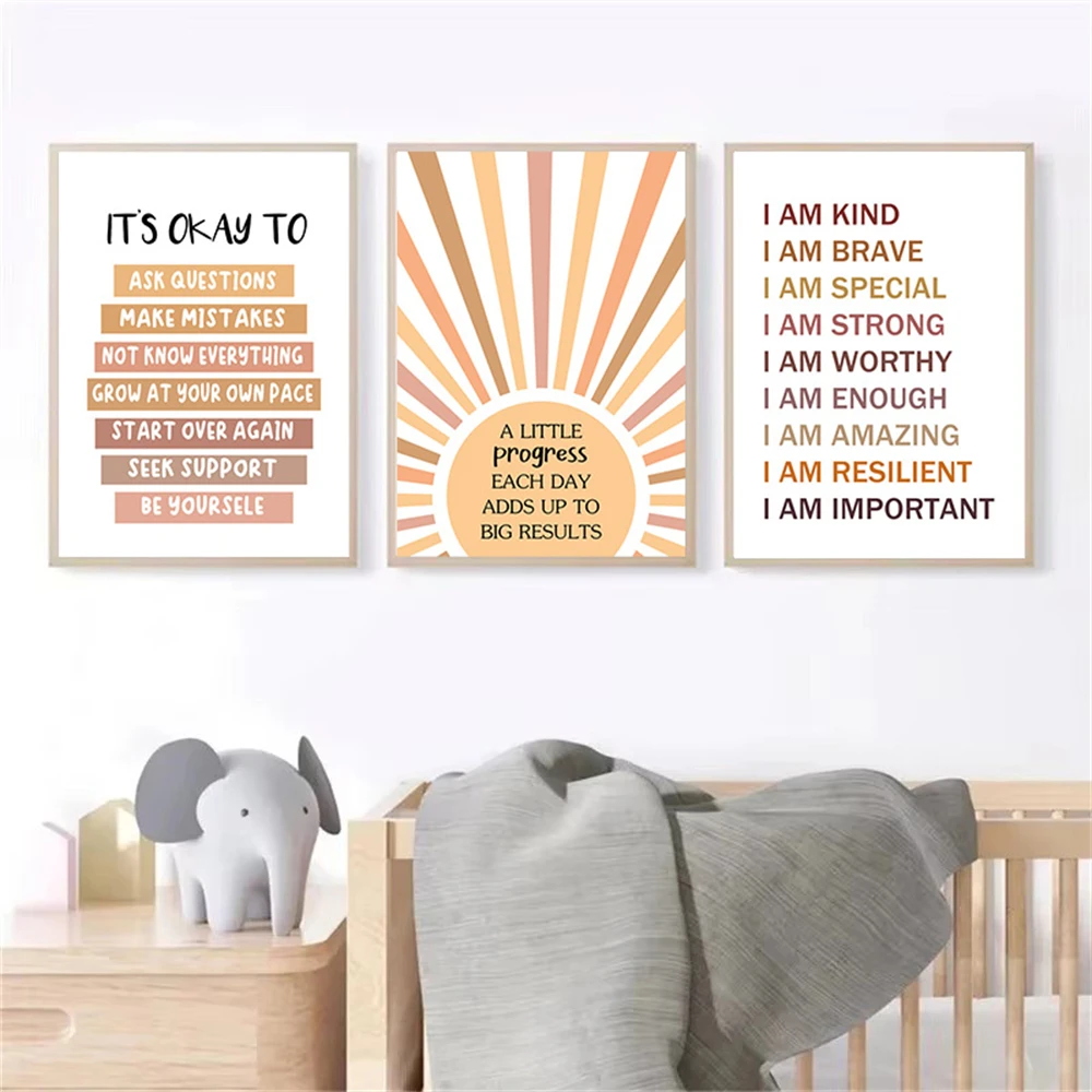 Mental Health Canvas Painting Bohemian Inspirational Quotes Posters And Prints Pictures Nursery Wall Art Classroom Office Decor