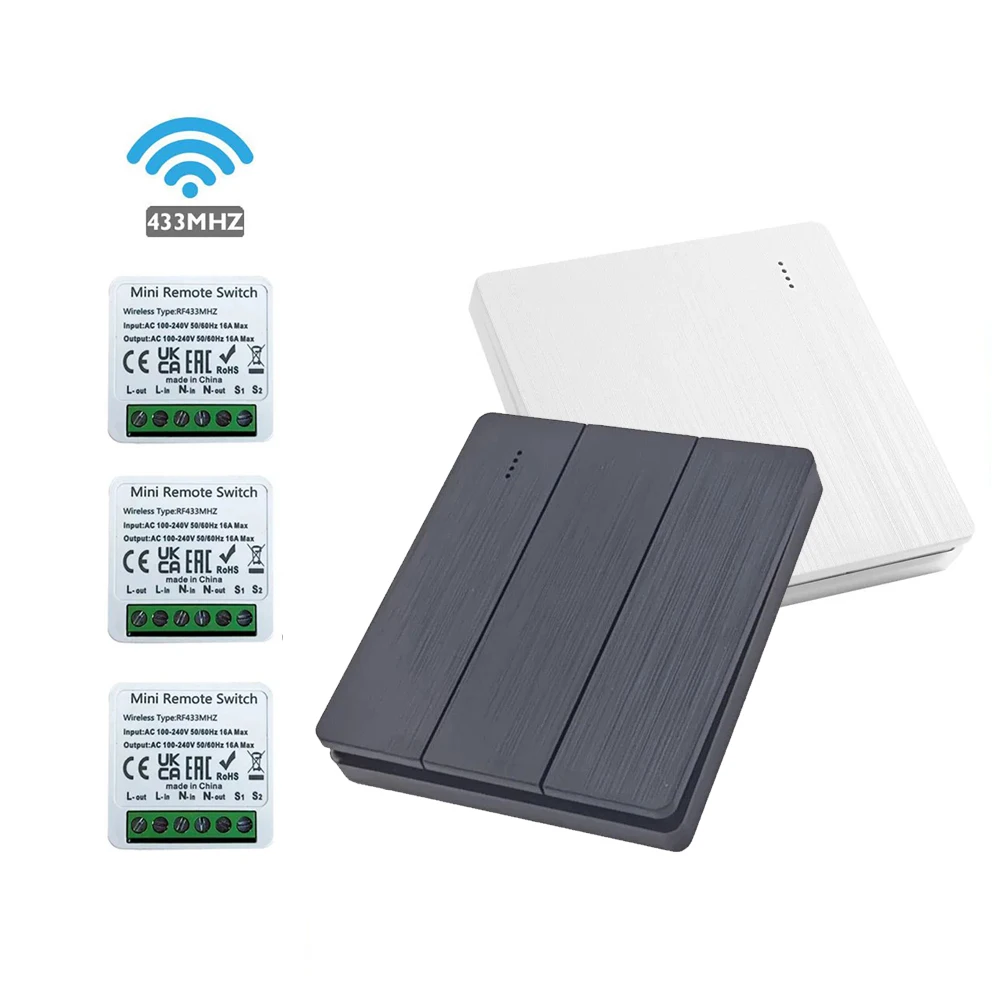 433Mhz RF 86 interruptor de Panel de pared interruptor inteligente inalámbrico de luz con Control remoto Mini receptor de relé ventilador de lámpara de luz Led para el hogar