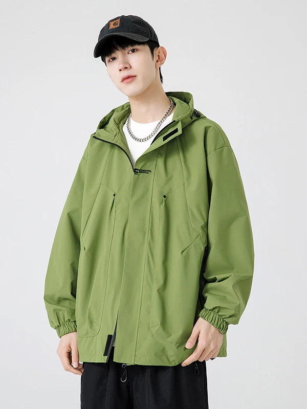 

Men's Hooded Jaet Loose Fit Outdoor Casual Windproof Polyester Fabric Spring Autumn New Sle Faionable Workwear Coat