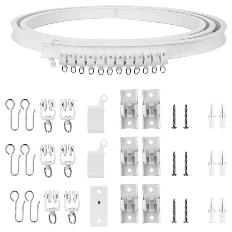 Easy Installation Flexible Bendable Ceiling Curtain Track Kits 5 Meter Rails with Smooth Glidies Rollers and Hook Set