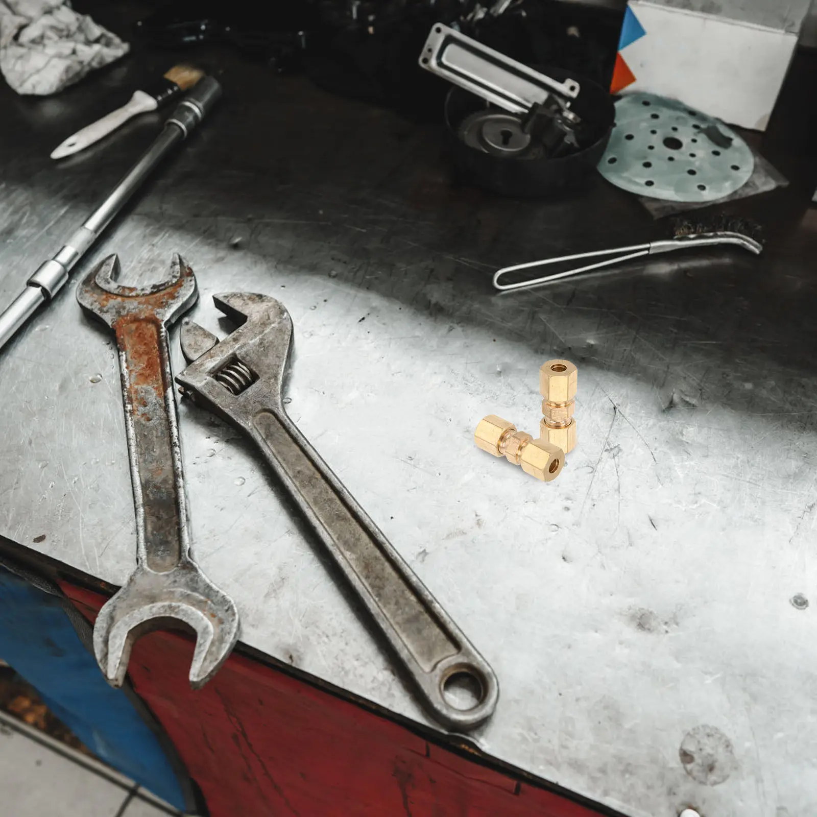 

10Pcs Brass Brake Line Compression Union Reliable Copper Connectors Pipe Compression Fittings Brake Line Repair Couplings