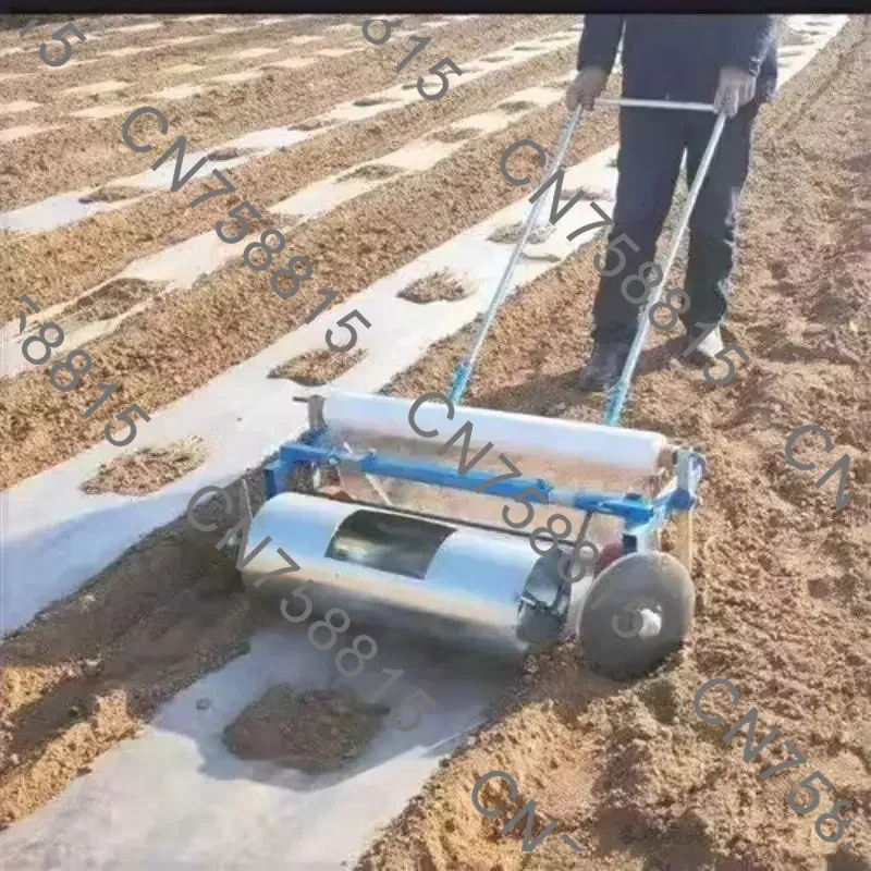 plastic film laying machine, roller-type mulching machine.，Manual miniature agricultural mulching machine