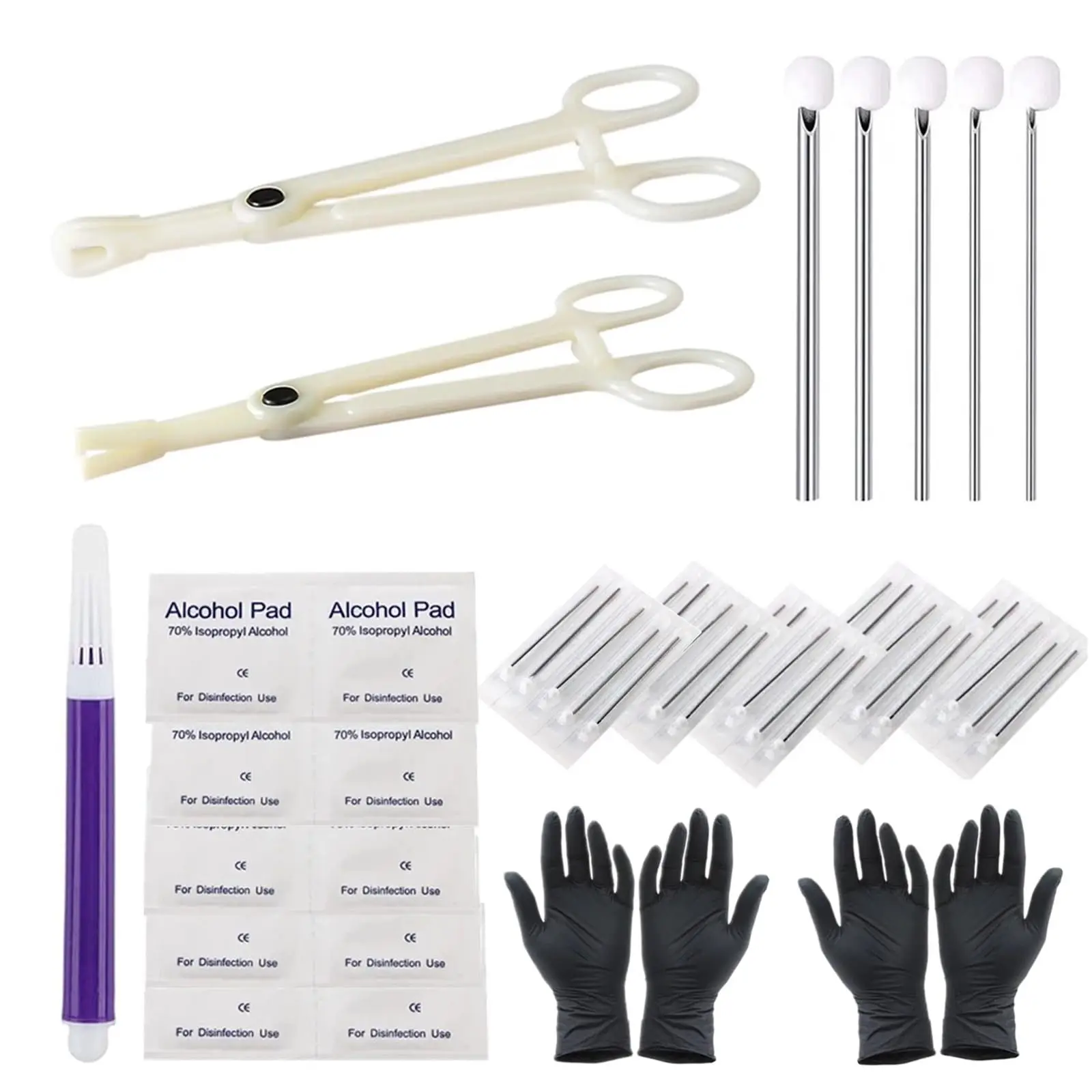 Body Piercing Kit - 40pcs Piercing Kit Mix Needles 12/14/16/18/20G with 2 Piercing Clamps Forceps for Ear Nose Lip Body Piercing