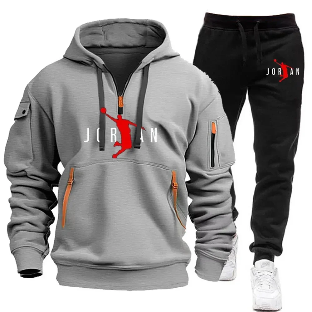 

Autumn and Winter Fashionable Outdoor Sportswear and Sweatpants for Men, Loose and Comfortable Street-style Casual Jogging Sets