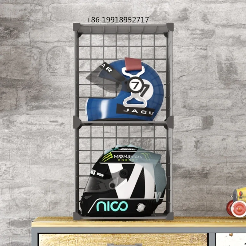 Motorcycle Hat Modern Display Storage Shelf Easy Installation Multifunctional Large Capacity Folding Helmet Showcase Rack JJ168